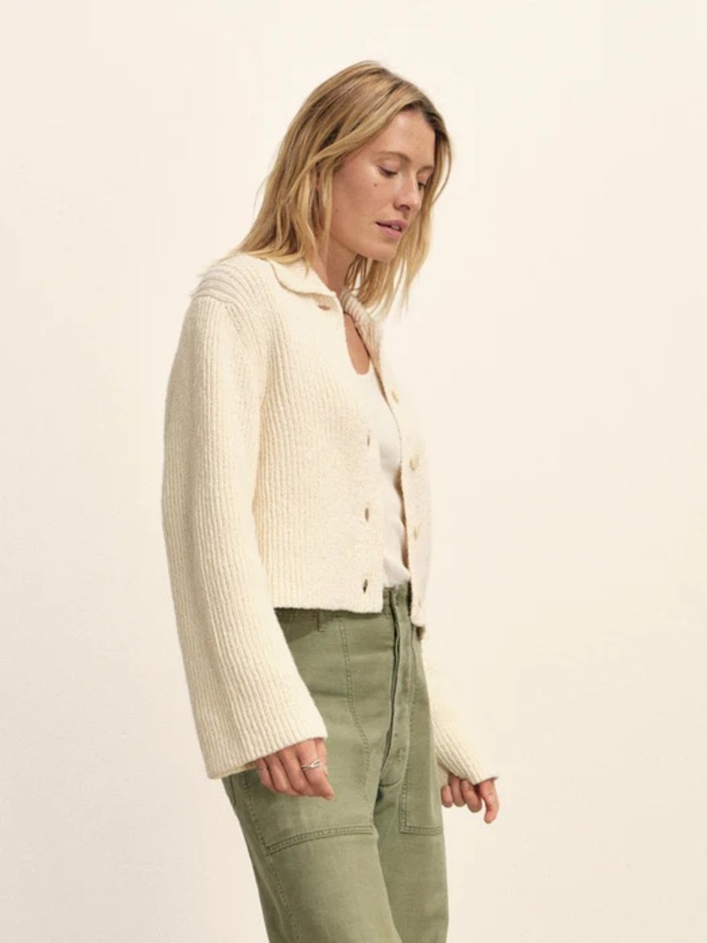 NWOT Buck Mason SOFT SPUN COTTON COLLARED CARDIGAN - Picture 2 of 8